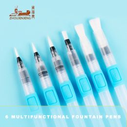 Brushes 6 multifunctional fountain pens Irrigation Brush Water Storage Pen Water Soluble Color Pencil Painting calligraphy art supplies