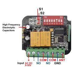 Universal RX Multi Frequency 300-900MHz Receiver 2CH 12V 24V 110V 220V Relay Module Garage Door Remote Control 433.92MHz 868MHz