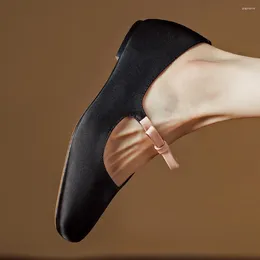 Casual Shoes Women's Slik Square Toe Slip-on Mary Jane Flats Sweet Bowtie Korean Style Female High Quality Footwear Ballerinas