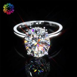 Luxury Oval 3/4.5 Moissanite Ring Womens Platinum 925 Pure Silver Ring CA1P