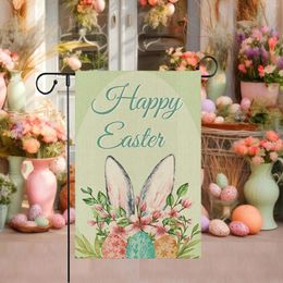 Party Decoration Happy Easter Garden Flag Linen Yard For Spring Outside