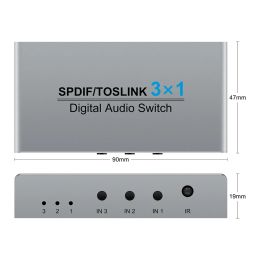 3 in 1 out Spdif Toslink Optical Digital Audio Switch Splitter 3x1 SPDIF Optical Cable Support DTS AC3 Box for DVD CD player