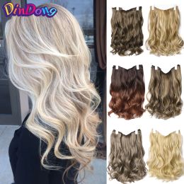 Piece Piece DinDong Fish Line Clips in Hair 16 inch Synthetic Invisible Wire Hair Wavy 3 Pieces Natural Hair Clips