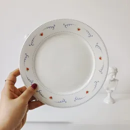 Plates Chic Ceramic Printed Dessert Plate Cute Western Round Breakfast Home Dining 21cm Tableware