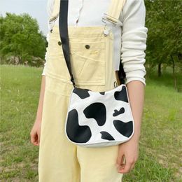 Bag Fashion Canvas Women Baguette Handbags Vintage Cow Pattern Ladies Small Shoulder Crossbody Bags Female Underarm Tote Clutch