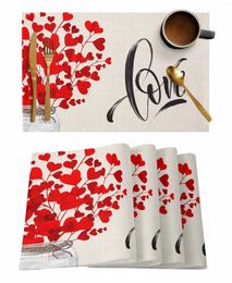 Table Mats Valentine'S Day Love Flower Glass Bottle Mat Wedding Holiday Party Dining Placemat Kitchen Accessories Napkin