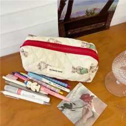 INS Bear Rabbit Makeup Bag Large Capacity Stationery Storage Bag Pen Bag Portable Travel Wash Bag Three Piece Set Makeup Case