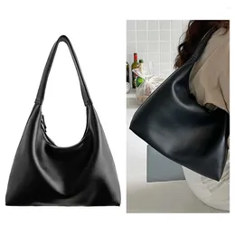 Drawstring Women Leather Shoulder Bag Big Capacity Retro Tote Handbag Zipper Vintage PU Armpit Girl Stylish Purse