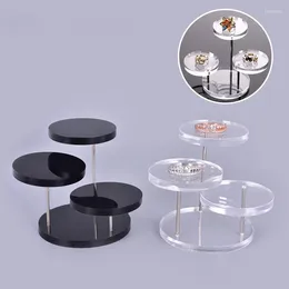 Decorative Plates 3-layer Acrylic Ring Display Rack Earring Jewelry Cake Dessert Party Wedding Baby Shower Decoration