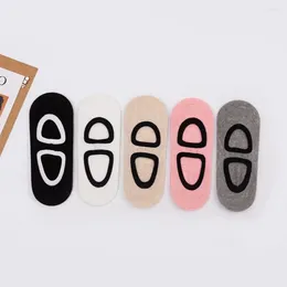 Women Socks Boat Invisible Low Cut Silicone Bottom Non-slip Summer Ankle Colour Casual Breathable Cotton Seamless Hosiery