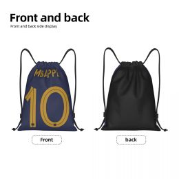 Custom Mbappes Soccer Drawstring Backpack Bags Men Women Lightweight French KM Football Gym Sports Sackpack Sacks for Yoga