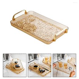 Decorative Figurines Rectangle Household Water Cup Tray Food Crystal Vanity Plastic Dessert Salad Plate