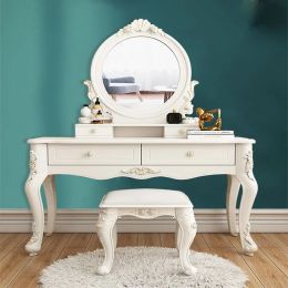 Mirror Storage Dressing Table White Nordic Style European Bedroom Dressing Table Home Charm Coiffeuse Furniture Decor