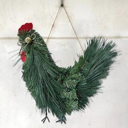 Decorative Flowers Wreath Festive Decoration Chicken Indoor And Outdoor Pendant Rooster Room Decor