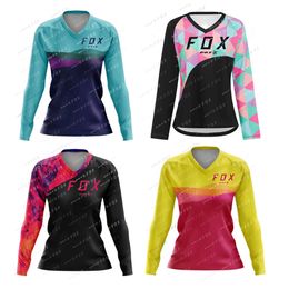 Womens Downhill Mountain Bike Motorcycle TShirt BAT FOX QuickDry Motocross Sportwear Clothing Woman MTB 240403