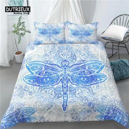 Bedding Sets Home Living Luxury 3D Dragonfly Print 2/3Pcs Comfortable Duvet Cover PillowCase EU/US/AU Size