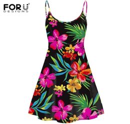 Tropical Floral Print Woman Sun Dress Sleeveless Bodycon Ladies Dress Hawaiian Flower Designer Beach Summer Dresses W2206182490692