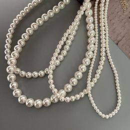 4 Styles Fashion Simple Pearl Necklace With Heart-shaped Pendant Floral Pearl Necklace For Woman Party Wedding Luxury Clavicle Chain