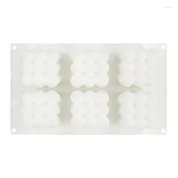 Baking Moulds 6 Cavity Cube Silicone Moulds For Mousse Cake 3D Mould Pastry Chocolate