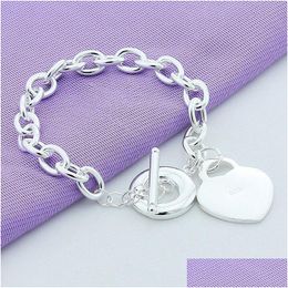 Charm Bracelets 925 Stamped Esigner For Women T O Heart Clasp Sterling Sier Girls Lady Charms Jewellery Fashion Link Chain Bangle Drop Dh17D