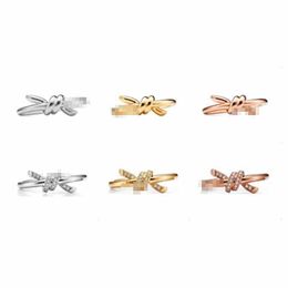 Brand charm TFFs New S925 Silver Knot Diamond Ring Instagram Fashionable Home Gift