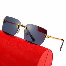 Glasses Mens Classic Designer Sunglasses Rectangle Head Leopard Metal Square Luxury Gold Rimless Optical Frame Sunshade Sunglass Frame Glasse g7BQ#