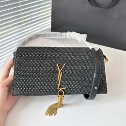 Luxurys Raffias Kates Tassel Envelope Designer Bags For Woman Fashion Straw Weave Handbag Purse Man Baguette Tote Clutch Beach Bag Flap Chain Shoulder Crossbody Bag