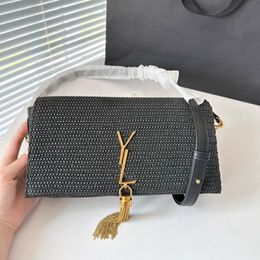 Luxurys Raffias kates tassel envelope Designer bags for Woman fashion straw weave handbag purse man baguette tote Clutch beach bag flap chain Shoulder Crossbody Bag