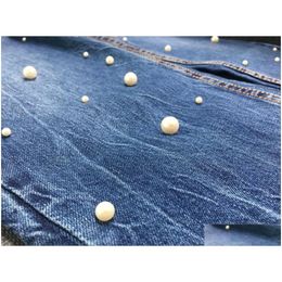 Frauen Jeans Frauen hohe Taille Perlen Perlen Weitbein gerader Denimhose Pantalon Femmewomens Drop -Lieferkleidung Kleidung Dhe38