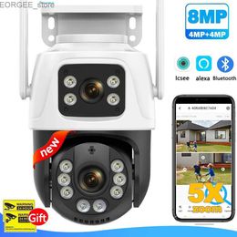 Other CCTV Cameras 8MP WiFi Camera Outdoor Dual Screen Surveillance Cam Security Protection CCTV PTZ Ai Tracking Mini Street IP Camera ICsee Y240403
