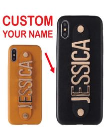 Leather Gold Letters Metal Luxury Bold Custom Personalised Name Text For iPhone 12 11 Pro X 6XS Max 7 7Plus 8 8Plus Phone Case6823514