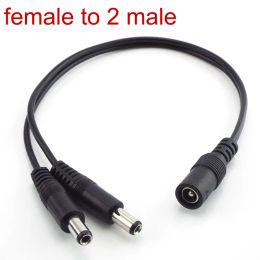 1 Female to 2 Male Way Connector DC Plug Power Splitter Cable for CCTV LED Strip Light Power Supply Adapter 5.5mm*2.1mm D6