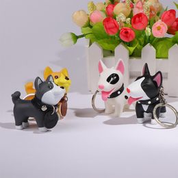 Craft Animal Doll Holder Terrier Excellent PVC Bull Key Ring for Car Accessories Hand-painted Dog Keychain