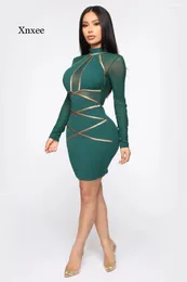 Casual Dresses Winter Long Sleeve Lace Bandage Dress Women Sexy Hollow Out Club Mini Celebrity Evening Runway Party Clothing