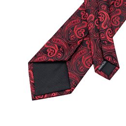 Hi-Tie Paisley Wine Red 100% Silk Men's Tie NeckTies 8.5cm Ties for Men Formal Business Luxury Wedding Neckties Quality Gravatas