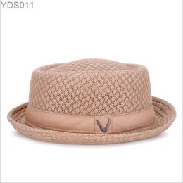 Wide Brim Hats Bucket Breathable Hat England Mesh Flat Str Vintage British Jazz Folding Sun Panama Casual Party Fedora yq240403