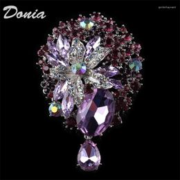 Brooches Donia Jewelry Noble Full Glass Flower Drop Brooch 6 Color High Quality Dress Coat Accessories Gift