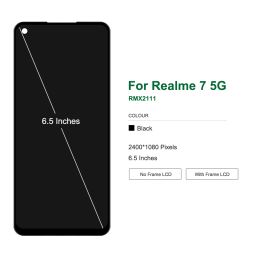 6.5" Original DISPL For Realme 7 5G LCD Display Touch Screen Digitizer Assembly Replacement For Oppo Realme7 RMX2111 with Frame