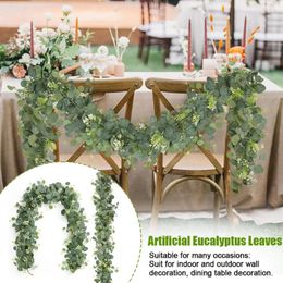 Decorative Flowers Artificial Eucalyptus Vine Pendant Leaf Garland Wedding Plant Greenery For Home Party Decoration T2M2