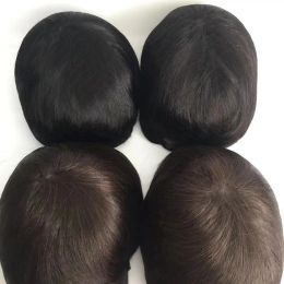 Toupees Toupees Wholesale Toupee For Men 100% Indian Real Human Hair Mono with NPU Replacement System 4 Colors Costeffective