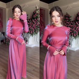 Ethnic Clothing Dubai Party Flare Sleeved Dress Gown Fashion Round Neck Women Lady Sparkling Glazed Satin Bubble Shoulder