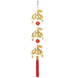 Decorative Figurines Chinese Year Hanging Decoration 2024 The Dragon Knot Gold Feng Shui Pendants Car Spring Festival Luck