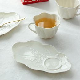 Cups Saucers Ceramic Coffee Cup And Saucer Espresso Cute Flower Vintage Tea Matcha Latte Nordic Tazas Drinkware WK50CS