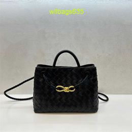 Leather Tote BottegVeneta Andiamo Bags French Niche Genuine Leather Handwoven Womens Bag with Metal Rope Buckle Single Shoulder Crossbody H have logo HB60OC