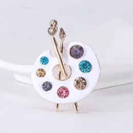 Brooches Korean Style Draw Palette Brooch Creative Rhinestone Pins Women And Men 2 Colours Available Suit Accessories