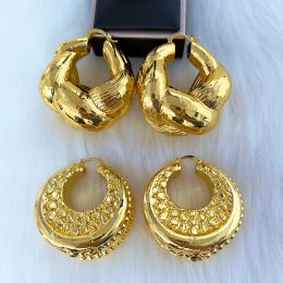 Earrings 2022 Trendy Round Hoop Earrings For Women Clip On Earrings Drop Dangle Golden Earrings African Wedding Party Anniversary Gift