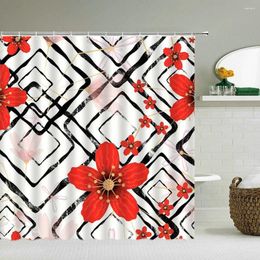 Shower Curtains Modern Flower 3d Print Bathroom Curtain Waterproof Decoration Polyester Fabric With Hooks Bath