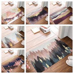 Carpets Pink Landscape Printed Flannel Floor Mat Bathroom Decor Carpet Non-Slip For Living Room Kitchen Welcome Doormat Entrance Rug