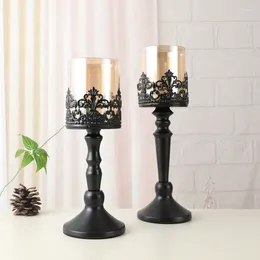 Candle Holders European Creative Holder Wrought Iron Metal Wedding Romantic Luxury Unique Geometric Porta Vela Home Decor