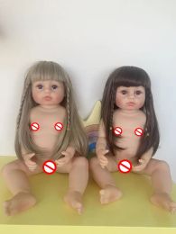 NPK 55 -см мягкий, все силиконовое тело оригинальное подлинное, разработанное Reborn Baby Girl Два цвета длинные волосы ручной куклы